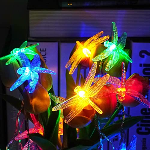 Wonfast Dragonfly String Lights, 3M 20Led Dragonfly Copper Wire Fairy Decorative Lights Battery Powered For Bedroom Summer Garden Landscape Wedding Party Christmas Lighting Decoration(Multicolor) #TOP2