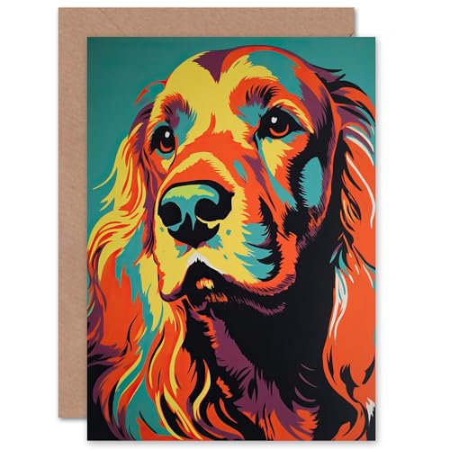Artery8 Red Setter Dog Lover for Him or Her Man Woman Birthday Thank You Congratulations Blank Art Greeting Card