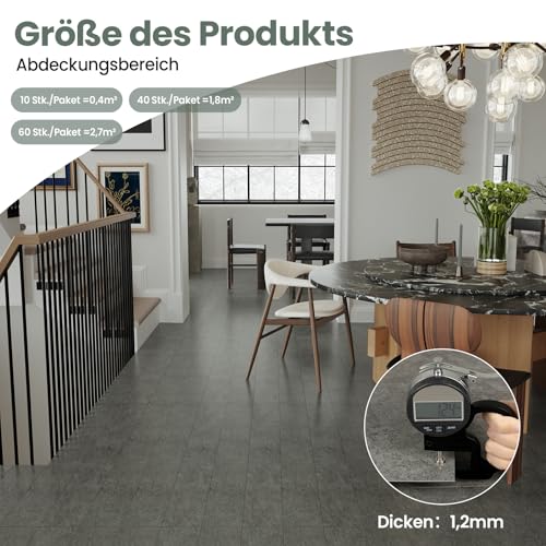 Vinylboden Selbstklebend, PVC Bodenbelag Selbstklebende Bodenfliesen Wasserdicht Extra Abriebfester Für Küche Badezimmer Schlafzimmer, 30x15cm 10 Stück