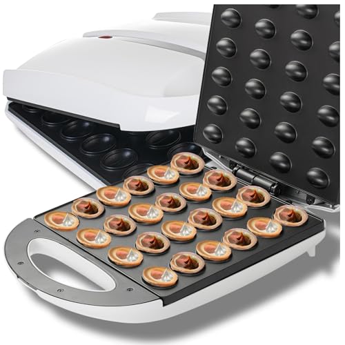 Avenido Oreschki Waffeleisen mit Antihaftplatten 1600W 2 Minuten Backzeit mit 24 Hälften Wärmeisolierte Griffe Kontrolllampe Rutschfestes Gehäuse
