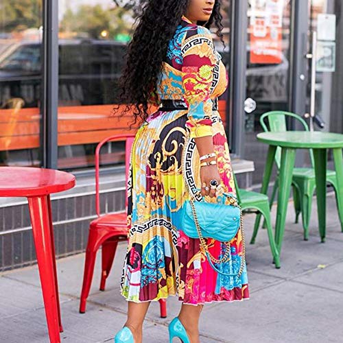 Image of VERWIN Bow Collar Patchwork A-Line Color Block Women's Long Sleeve Dress Midi Dress