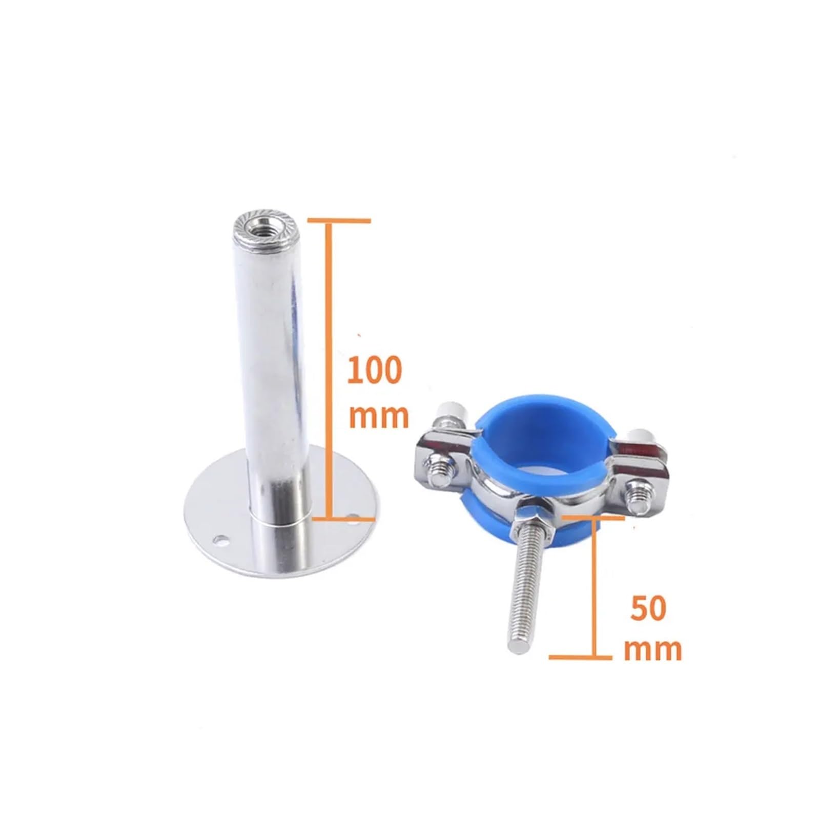 Gancio for tubi in acciaio inossidabile 304 con piastra di base, asta da 19 mm 45/95, for diametro esterno 15-108(100-150mm Adjust,FIT 60-65MM OD TUBE-WITH BASE PLATE)
