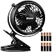 Gazeled Battery Operated Fans Portable, Stroller Fan Battery Operated, Battery Powered Fan with Clip, 5 Inch Cordless Fan for Camping, Mini Quiet Personal Fan for Bed, Car, 8 Free AA Batteries