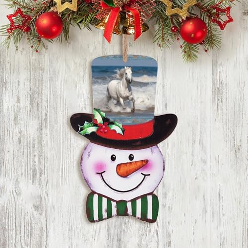 Decoration de Noel vintage sapin cheminee et panneau bois cheval blanc