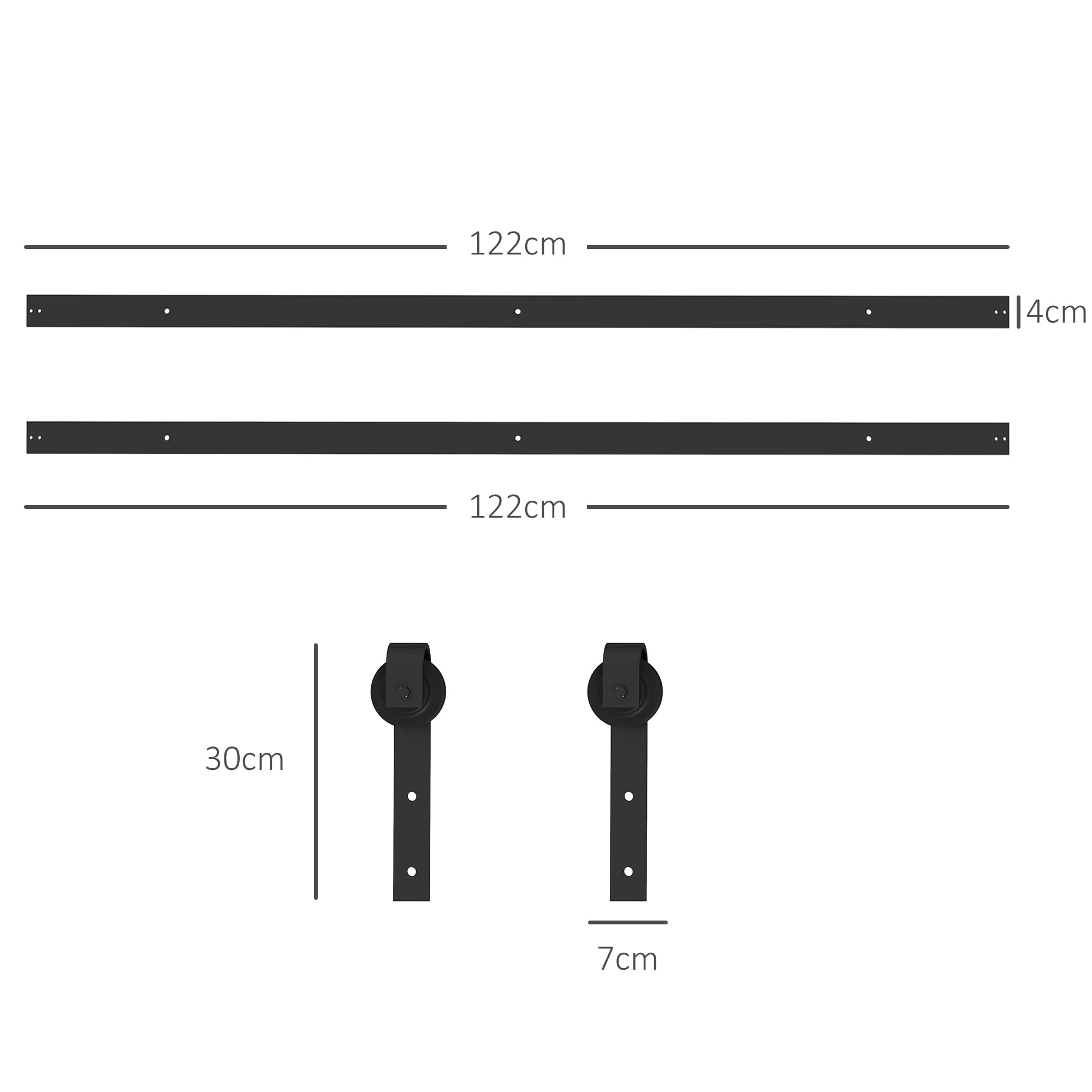 HOMCOM 244 CM quincaillerie de porte coulissante sans perçage kit de rail pour porte de grange simple en acier avec cintre en forme de J - noir