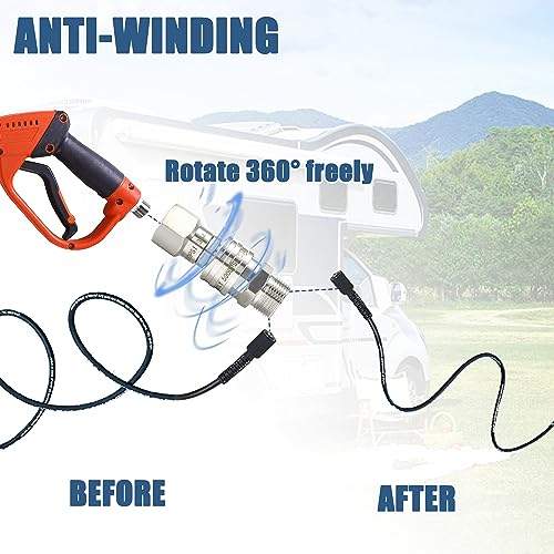 Image of Tool Daily Pressure Washer Adapter Set with Swivel, M22 14mm to 3 /8 inch Quick Connect, Stainless Steel Quick Disconnect Swivel for Power Washer Hose, 5000 PSI, Pack of 2
