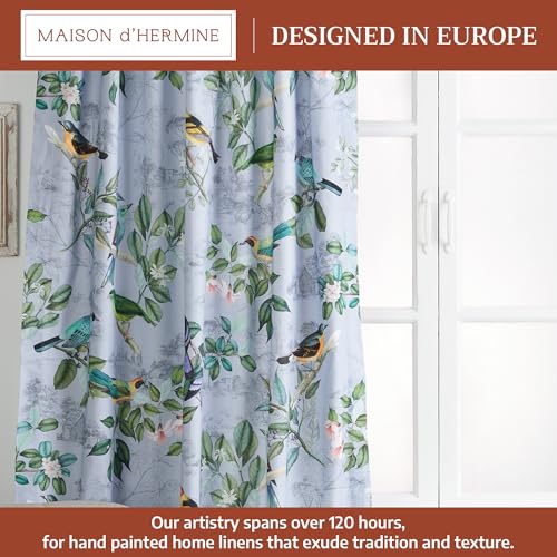 Image of Maison d' Hermine Curtains for Living Room 100% Cotton 84 inch Length One Panel Light Filtering Curtains for Bedroom Windows with Rod and Loop Pockets Drapes (Solstice Fair Blue, 50 inch W x 84 inch L)