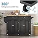 Gitua Rolling Kitchen Island with Drop Leaf – Movable Kitchen Carts on Wheels Island with Storage Cabinet, Island Table for Kitchen with Rubber Wood Top and Rack and Drawer, Matte, Black