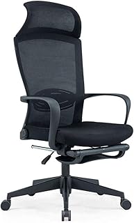 FOLA Silla de Oficina ergonómica Support de Cintura reclinable Silla de tareas Rechazo High Back Computer Silla Malla Boss Silla (Color : Black, tamaño : Nylon Feet)
