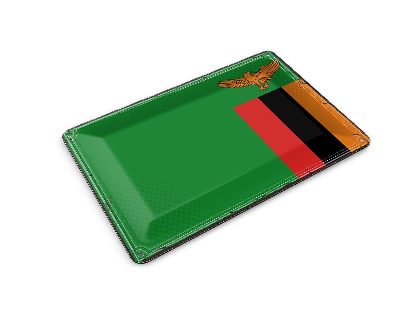 Femer Tin Postcard Zambia Flag 14 x 10 cm Retro Flag of Zambia Decorative Sign