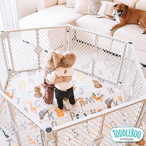 Toddleroo by North States Superyard 6 Panel Baby Play Yard/Barrier & Wall Mount Kit, Made in USA: Extra wide barrier or play area. 38.5