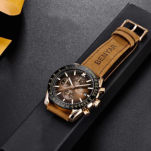 BENYAR Mens Watch Chronograph Analog Quartz Movement Quartz Movement Sports Watch 30M Waterproof with Analog Date Watch Men Retro Street Style Men's Watch - Image 7