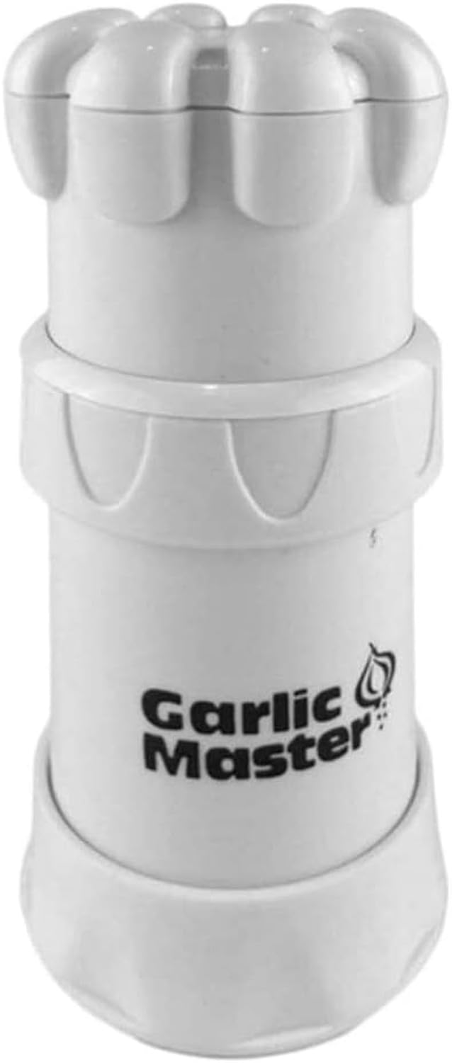 KGAIXN Garlic Press Crusher Mincer for Ginger, Garlic Slicer Tool, Manual Vegetable Grinder Chopper for No Mess, No Flying Cloves Effort, White, 24.5 * 5.5cm