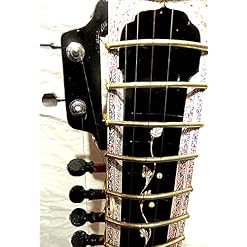 Music Studio Sitar électrique en acajou foncé avec chariot en fibre Marron - Les Beatles, Paul McCartney, John Lennon, RIngo Starr, George Harrison Music Studio Sitar électrique en acajou foncé avec chariot en fibre Marron – Image 4