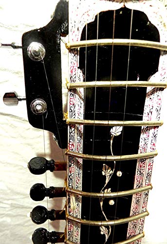 Music Studio Sitar électrique en acajou foncé avec chariot en fibre Marron - Les Beatles, Paul McCartney, John Lennon, RIngo Starr, George Harrison Music Studio Sitar électrique en acajou foncé avec chariot en fibre Marron – Image 5