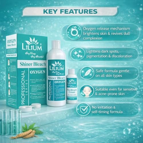 Image of Lilium Oxygen Shiner Bleach 580g | Enhance Skin Radiance | Safe & Effective | Helps to Lighten Dark Spots | Advanced Tan Removal Formula | Aloevera Extract | For All Skin Types | Salon, Spa, Home & Professional Use