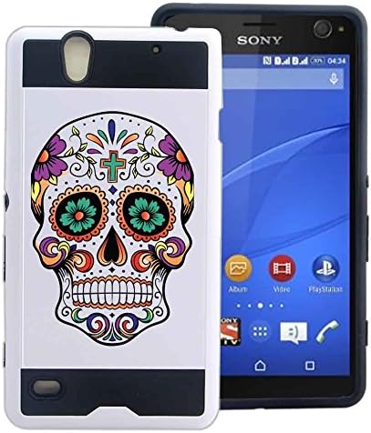 Xperia C4 Case Sugar Skull Day Of The Dead by NPCase Hybrid Unique Design Combo Case With Armor Defender Protection Dust Shock Proof Fits Sony Xperia C4