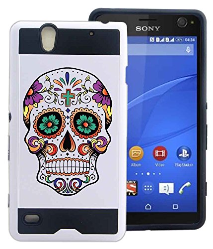 Xperia C4 Case Sugar Skull Day Of The Dead by NPCase Hybrid Unique Design Combo Case With Armor Defender Protection Dust Shock Proof Fits Sony Xperia C4