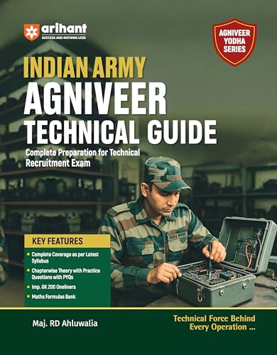 Image of Arihant Indian Army Agniveer Technical Recruitment Exam | Complete Syllabus Coverage, Chapterwise PYQs, Maths Formulas | English Medium