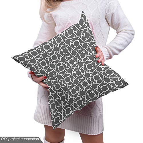 Image of Lunarable Orient Fabric by The Yard, Geometric Pattern in Style Architecture Classic City Buildings, Decorative Fabric for Upholstery and Home Accents, 2 Yards, Black Grey