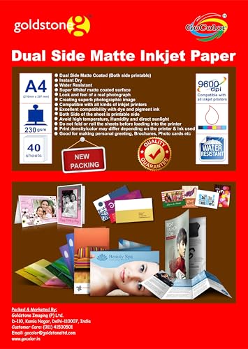 Image of GoColor Dual Side Inkjet Photo MATTE Paper A4 x 40 Sheets - 230 gsm (Not Satin /not glossy)