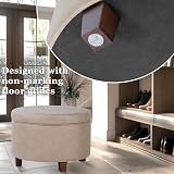 HomePop Home Decor Wyściełana, okrągła otomana do przechowywania, ze sztucznej skóry, z miejscem do przechowywania do salonu i sypialni, kolor taupe brązowy