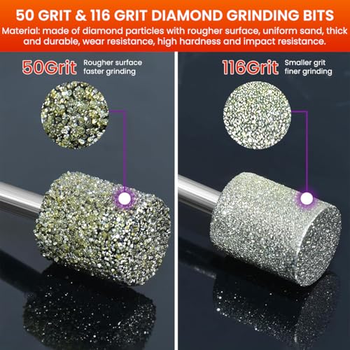 Image of Serplex Diamond Drill Bit Set 20Pcs with 1 /8-inch Shank Compatible with Rotary Tool - 6 Designs Including Flat-faced Head, Spear Tip, Ball Tips, Tapered, Round and Oval Bits for Stone Carving and