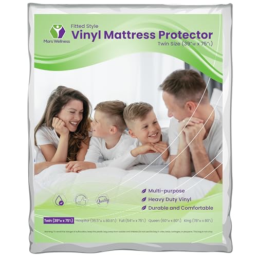 Waterproof Vinyl Mattress Protector - Fitted White Mattress Cover Sheet