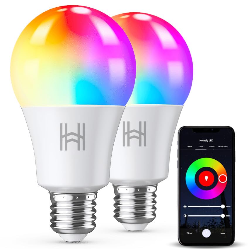 Smart Light Bulbs 2 Pack, A19 Color Changing LED (800 Lumens), Wi...