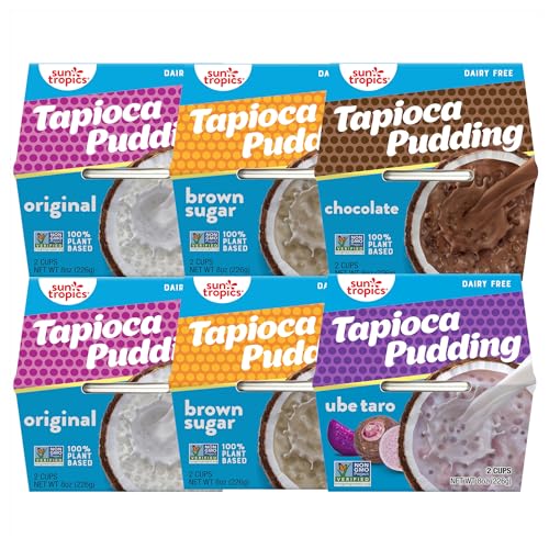 Sun Tropics Tapioca Pudding, Variety Pack | Vegan Dairy Free Pudding | Gluten Free, Non-GMO Project Verified | Ready-to-Eat Cups | 4oz (Pack of 12)