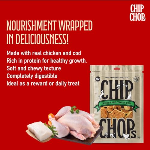 Image of Chip Chop Dog Treat Combo Pack 70g Each - Chicken Codfish Sandwich & Rolls, High Protein Dog Treats for Training & Reward, Healthy Digestible Dog Snacks for All Breeds