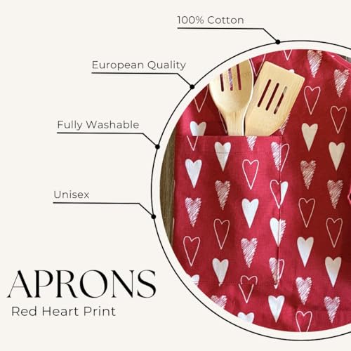 Image of Oak & Lily 100% Cotton Kitchen Apron | Fully washable with large front pocket | European quality | Made for Indian sizes