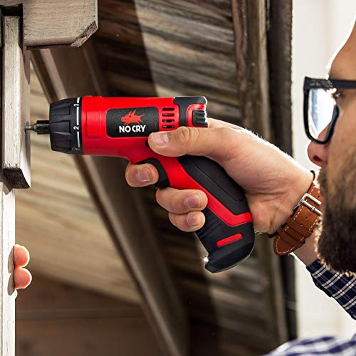 NoCry 10 N.m Cordless Electric Screwdriver - with 30 Screw Bits Set, Rechargeable 7.2 Volt Lithium Ion Battery and a Built-In LED Light