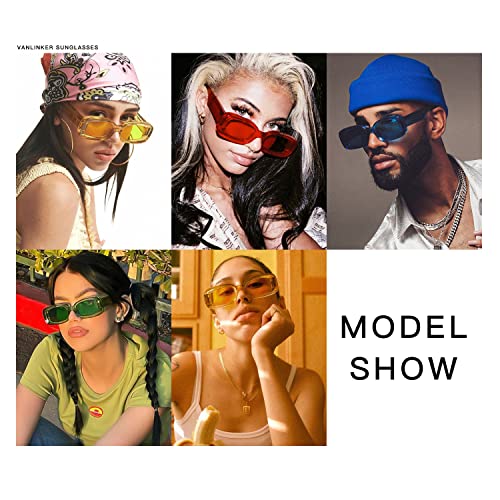 VANLINKER Y2K Trendy Rectangle Sunglasses for Women Men Retro Fashion 90s Glasses Thick Square Frames UV400 Protection VL96732