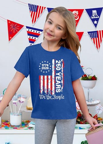 Image of CAZYCHILD Kids 250 Anniversary USA Shirts 250 Year American Flag Tshirt Boys and Girls Happy 250th Tee 4th of July Tops