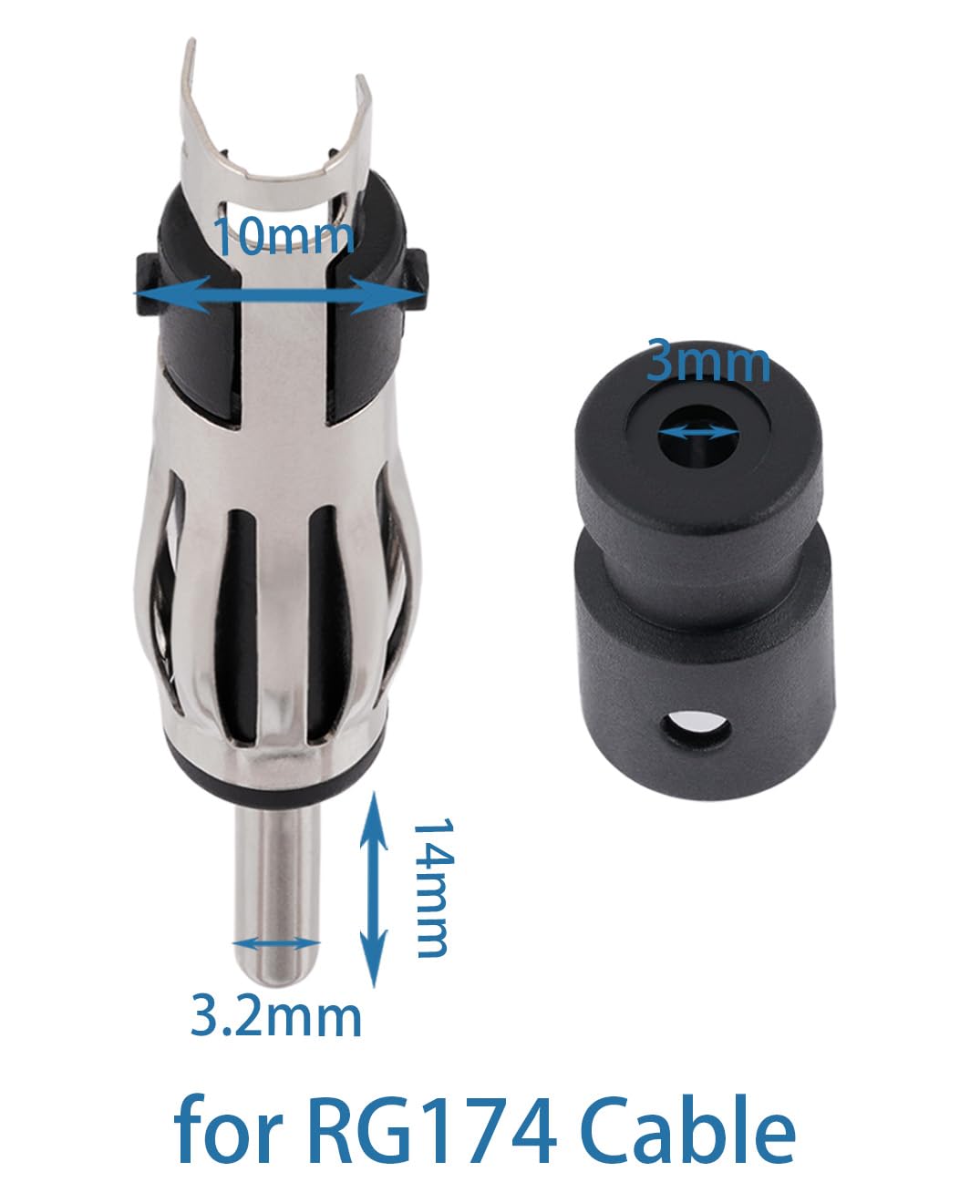 Vecys 3 Pezzi Connettore DIN Autoradio Maschio FM AM Antenna Universale per Auto Spina DIN Connettore in Rame per Cavo Coassiale di Estensione RG174