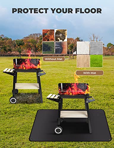 Yamagahome 36×43In Large Under Grill Mats For Outdoor Grill Deck Protector, Under Grill Mat & Fire Pit Mat, Square Fireproof Mat, Double-Sided Fireproof Bbq Grill Mat, Oil-Proof & Waterproof #TOP3