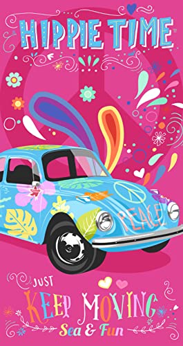 Miracle Home. Toalla Microfibra Hippie, 100% Poliéster, 75 X 145 Cm. Rosa. 11808