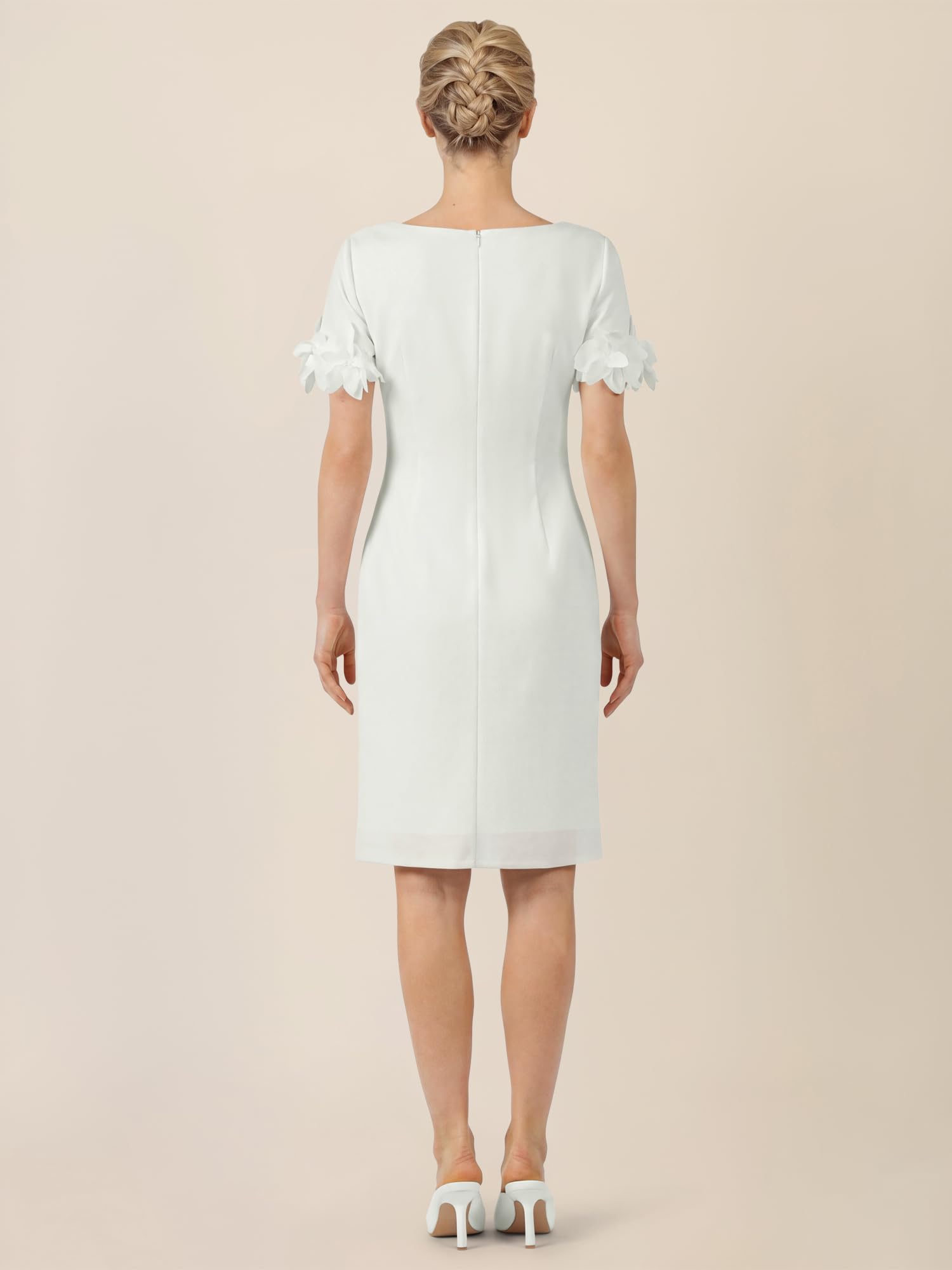 Apart Elegante Abito Tubino con Maniche Floreali