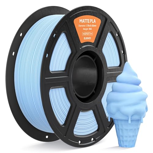 ELEGOO Matte PLA Filament 1.75mm Ice Blue 1KG 3D Printer Filament High Precision 1kg Spool (2.2lbs) Fits for Most FDM 3D Printers