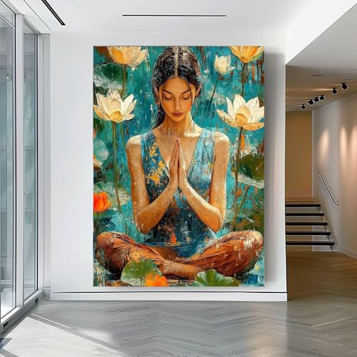 Peinture silhouette yoga pour déco salon, affiche abstraite zen 40 x 60