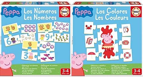 Educa Aprendo Los Números Peppa Pig Animales Puzzle tivo, Multicolor (16224) + Los Colores Peppa Pig Juego tivo para Bebés, Multicolor (16225)