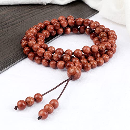 Bracelet à perles de grès orange de qualité supérieure finitions main