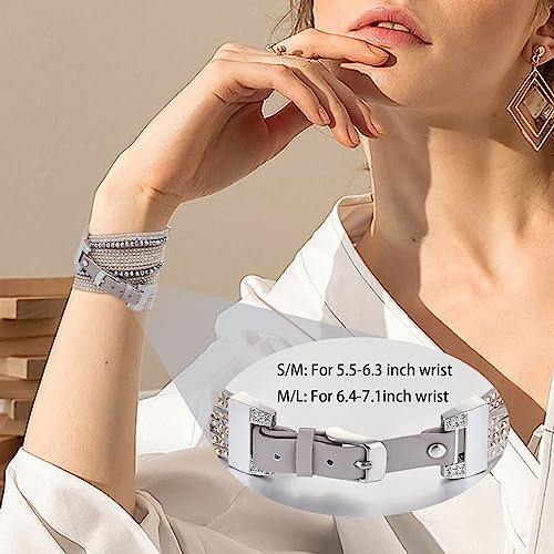 V-Moro Wrap Hobo Bracelet Compatible With Apple Watch Bands 45Mm/44Mm/42Mm Series 8/7/6/Se Dressy Multilayer Bracelets Posh Suede Leather Strap Replacement For Iwatch Series 5/4/3/2/1-Gray,For 6.4-7.1" Wrist #TOP4