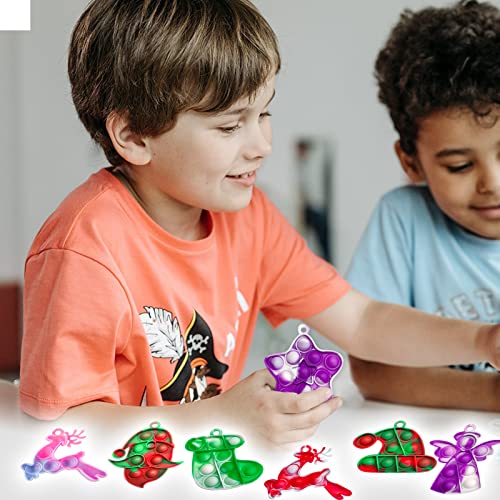 30Pcs Christmas Mini Pop Keychain Fidget Toys Mini Pop Push It Bubble Fidget Sensory Toys Fidget Relieve Anxiety Stress Hand Toy For Kids Adults Party Favors Supplies Set #TOP5