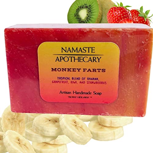 Tri-Way Hide-Away Namaste Apothecary Handmade Bath Soaps All Natural Soap Bar Skin Care Collection For Kids Gifts - Monkey Farts Scented Natural Soap - Single - (1) - (Monkey Farts Scent) #TOP15