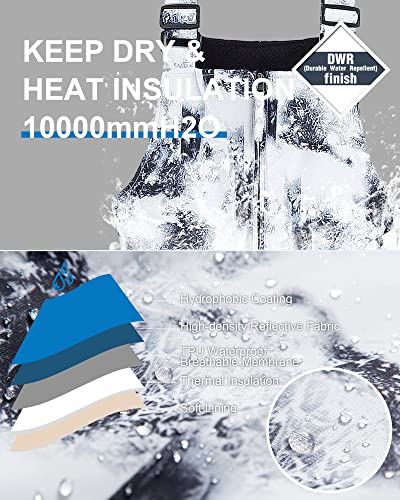 Creatmo Us Snow Ski Pants Boys Bibs Kids Camping Travel Snowbib Black White 8 #TOP2