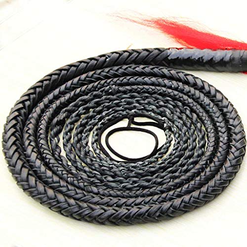 GUOE-YKGM Genuine Leather Bull Whip, Classic Black Bullwhip - Premium Microfiber Leather Bull Whip, Fully Hand Made and Durable 1-6m(3.3-19.7ft) Length Whip, Luxurious Braided Horse Whip, Flogger