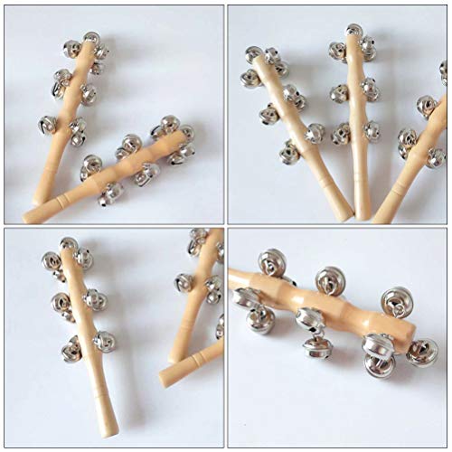 NUOBESTY 4 Peças de Sinos de Mão de Trenó de Madeira Mesa Escolar Sino Sinos Brinquedo Musical para