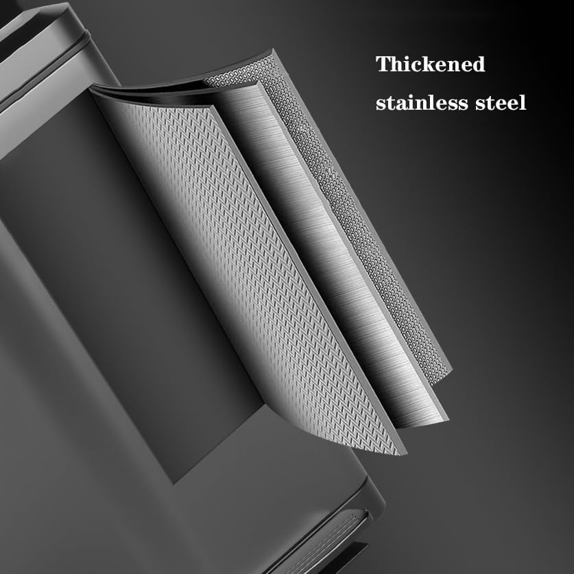 Trash Can 7/9/13/15/16/18/20Liter Slim Kitchen with Removable Liner Bucket and Handle, Brushed Stainless Steel,(Tungsten Steel Black,15L)